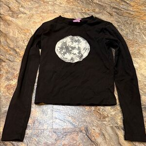 Edikted Black Long Sleeve Top with Silver Disc